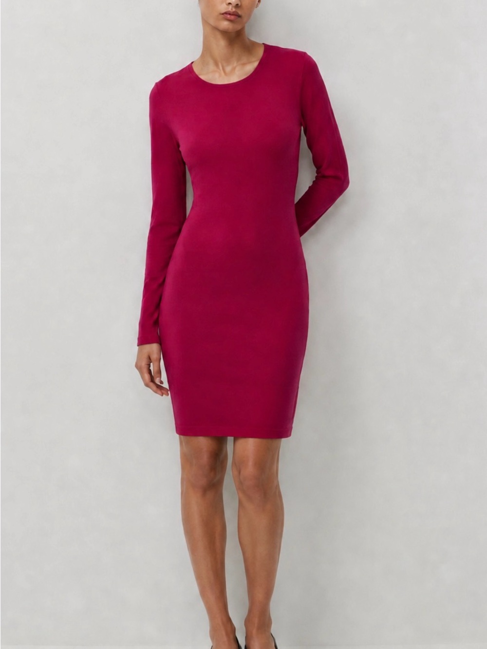 Babaton Aritzia Raspberry Pink Long Sleeve Bodycon Dress